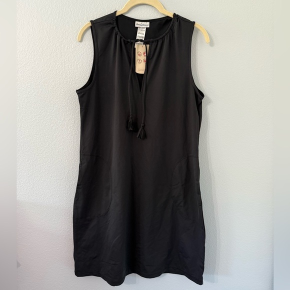 NWT Tommy Bahama Pearl Split Neck Spa Black Dress in Size M